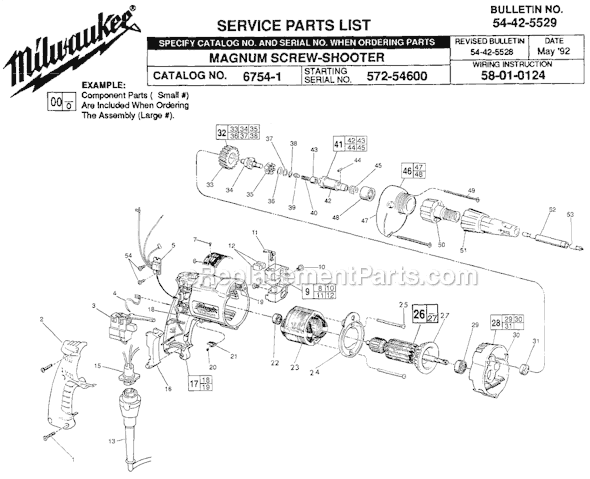 Milwaukee 6793-1 (SER 695-25531) Magnum Screw-Shooter