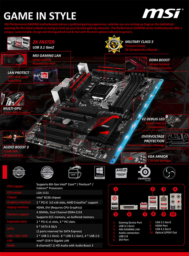 MSI H170A GAMING PRO Manuals and User Guides Motherboard