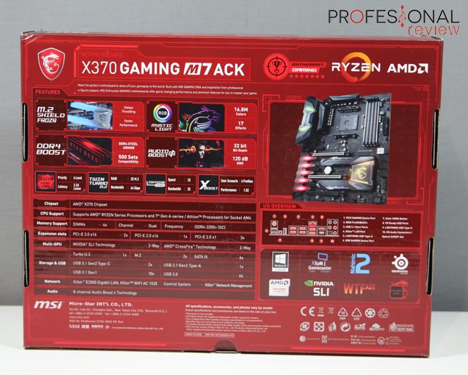 MSI X370 GAMING PRO CARBON Socket AM4 AMD